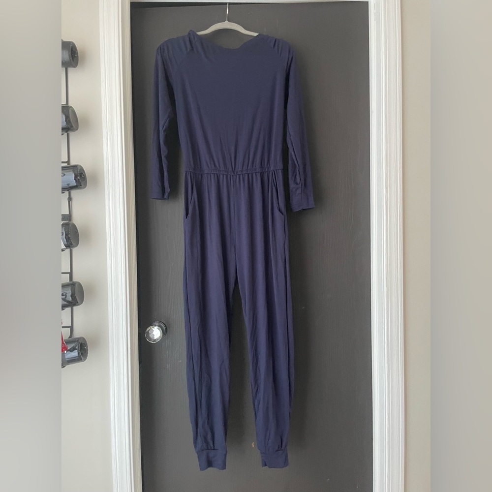 Blue long sleeve jumpsuit jogger legged